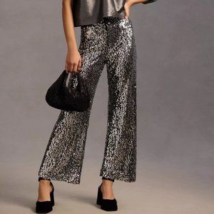 NWT Anthropologie Maeve Colette Silver Sequin Pants